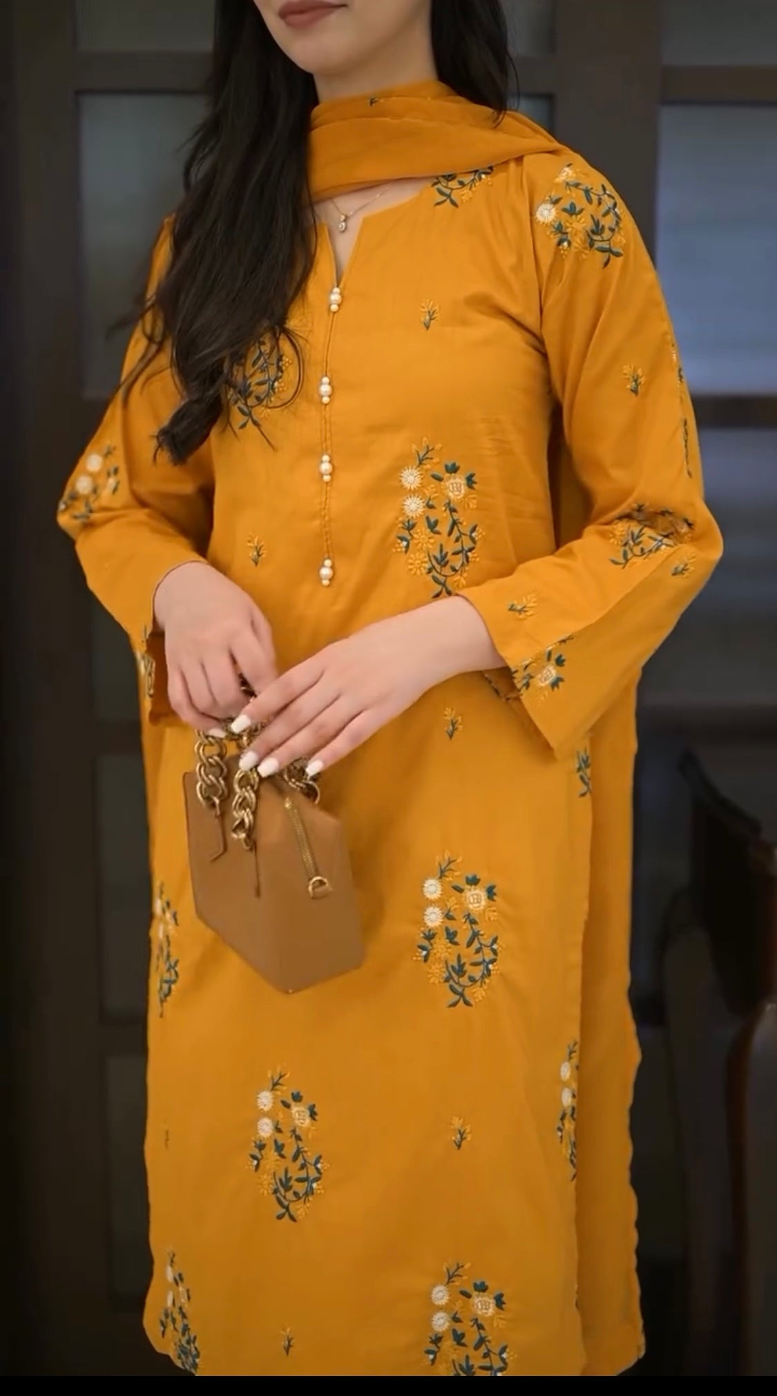 3PCS SUMMER MUSTARD SUIT